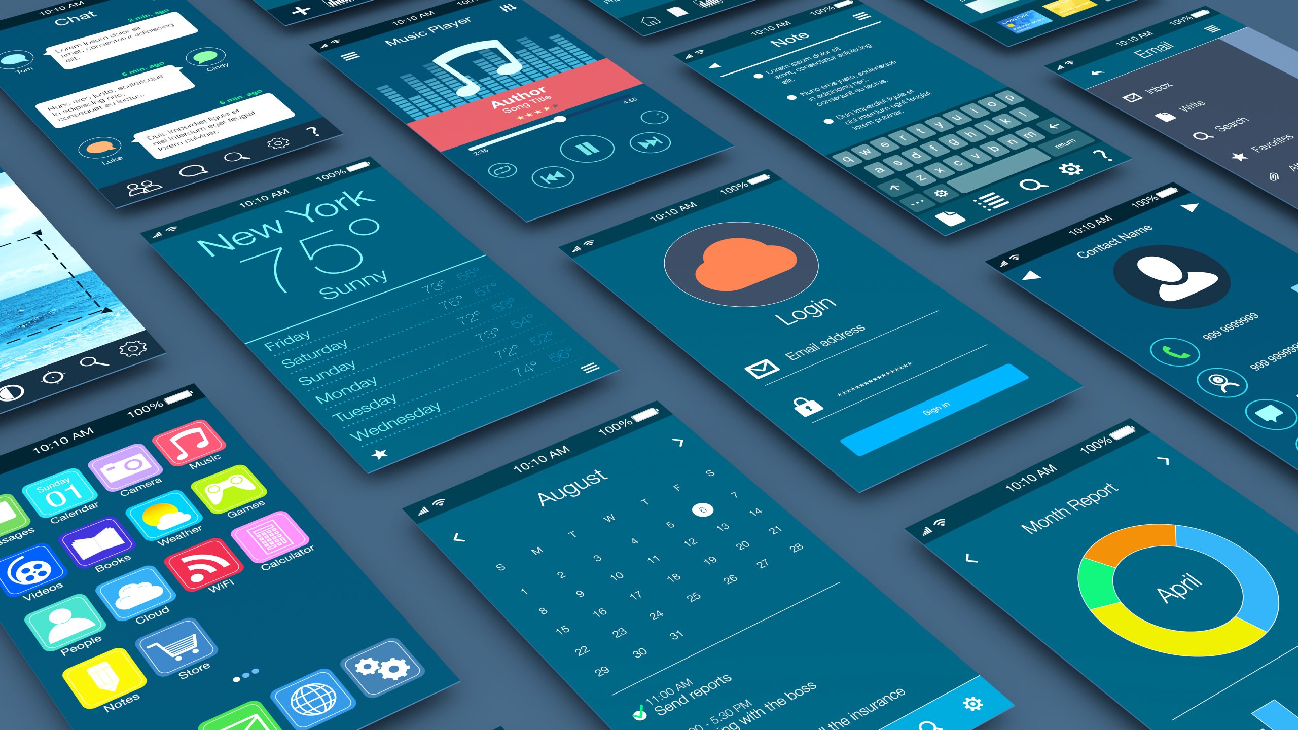 close-up view of mobile apps mockup (3d render)